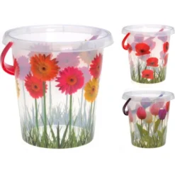 Emmer Met Bloemen - 12 L - Set Van 3 Stuks