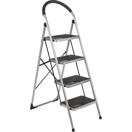 Trapladder Staal KING 4 Brede Treden - Zilver/zwart -Aanbiedingen Tuin Wens Winkel trapladder staal king 4 brede treden 1603977455 1 600
